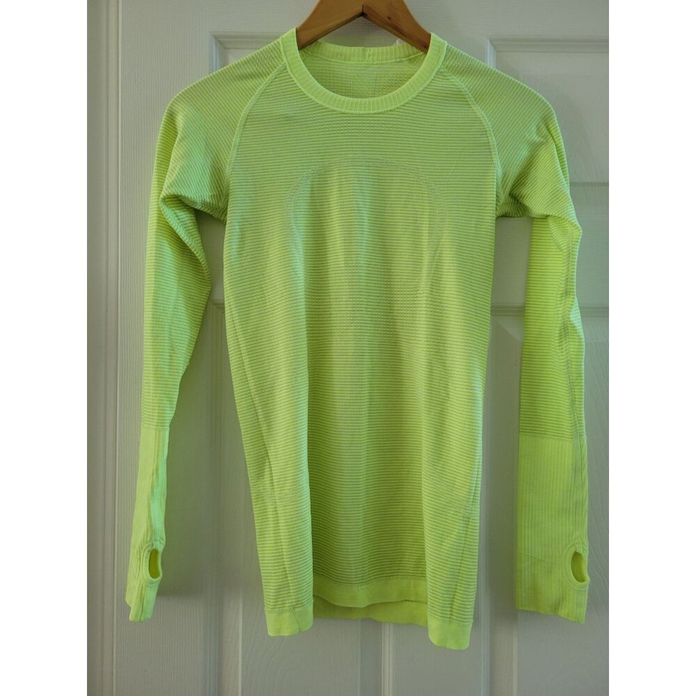 Lululemon Athletica Womens Neon Yellow Green Swiftly tech size 4 yoga Athletic